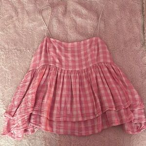 Urban outfitters spaghettis strap babydoll pink gingham top
